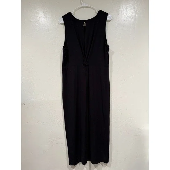 Athleta Santorini Thira Midi Dress Black Twist Back Sleeveless Size Large - Picture 3 of 6